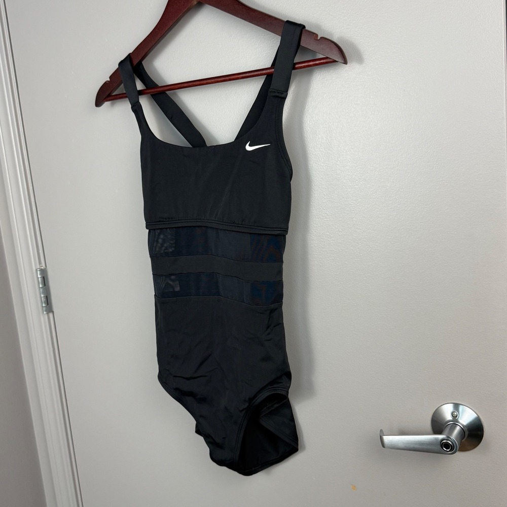 Nike Swim Mesh One-Piece Swimsuit Women's S‎ Black Sheer Athletic - Picture 5 of 7